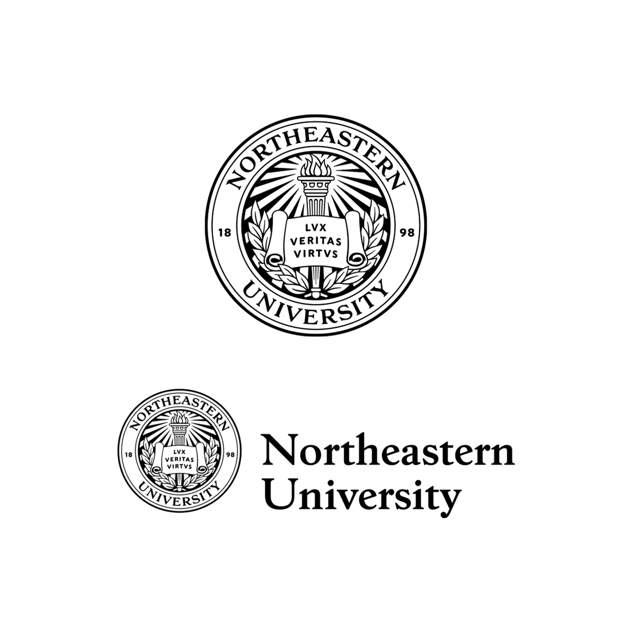 The Northeastern seal and seal word mark