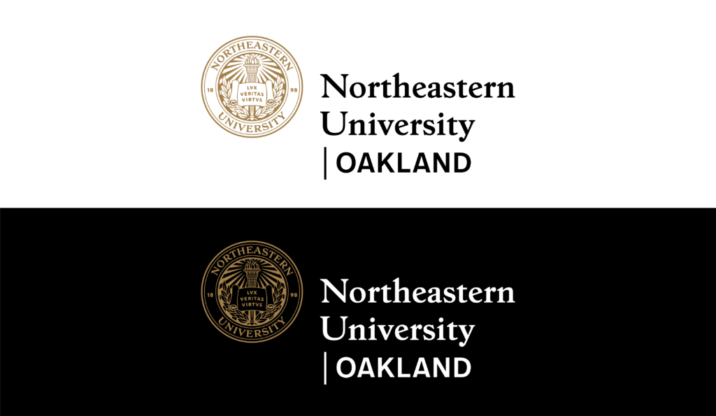 gold campus seal wordmark logo stacked example