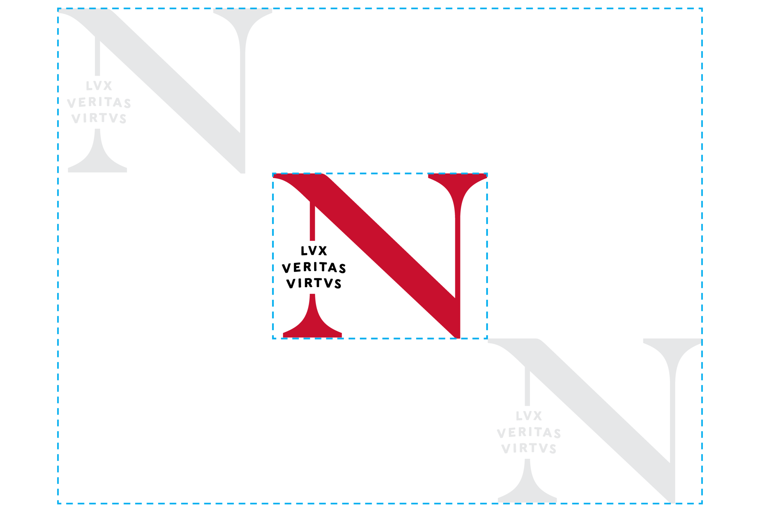 Clear space visual example on red northeastern wordmark