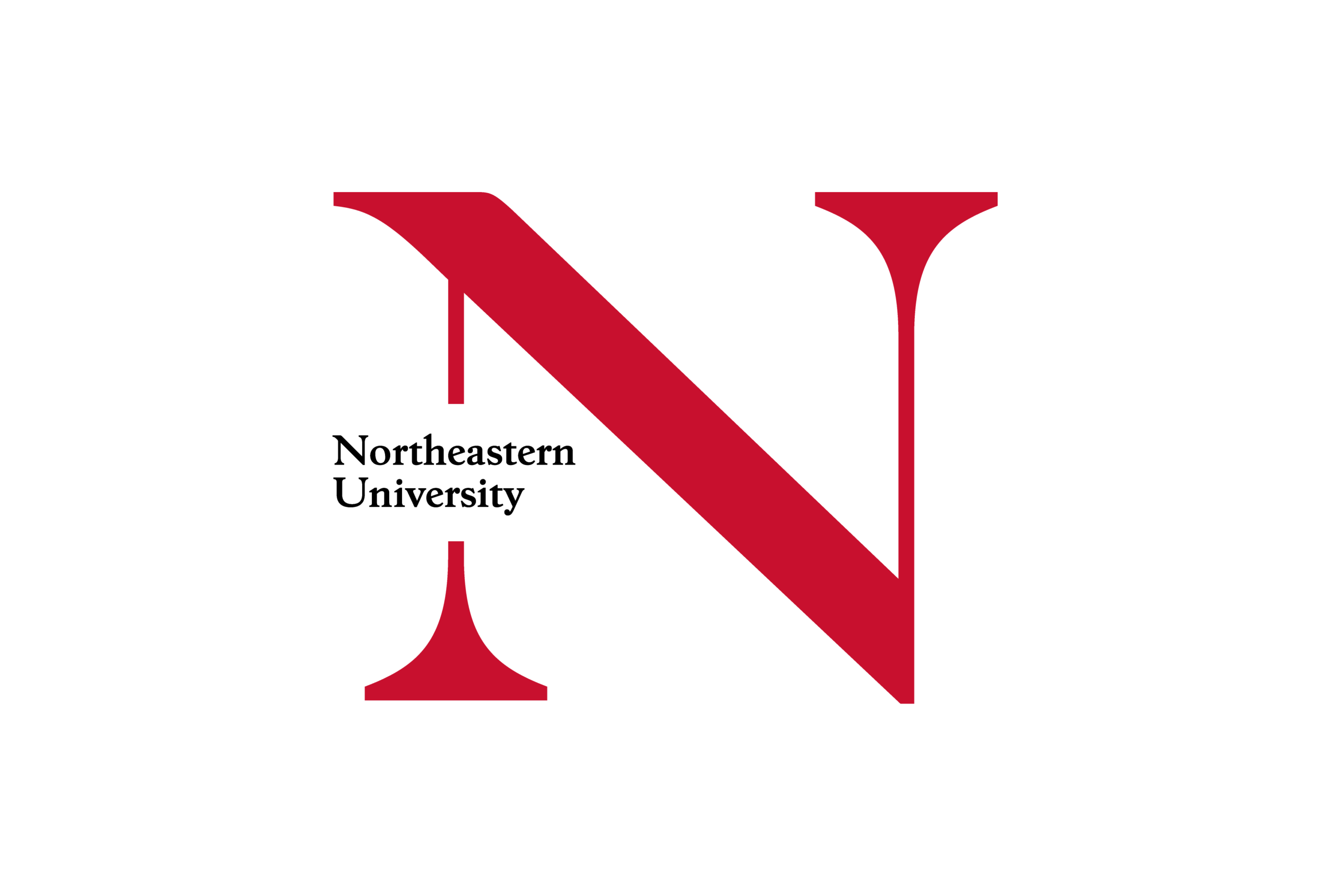 Clear space visual example on red northeastern wordmark