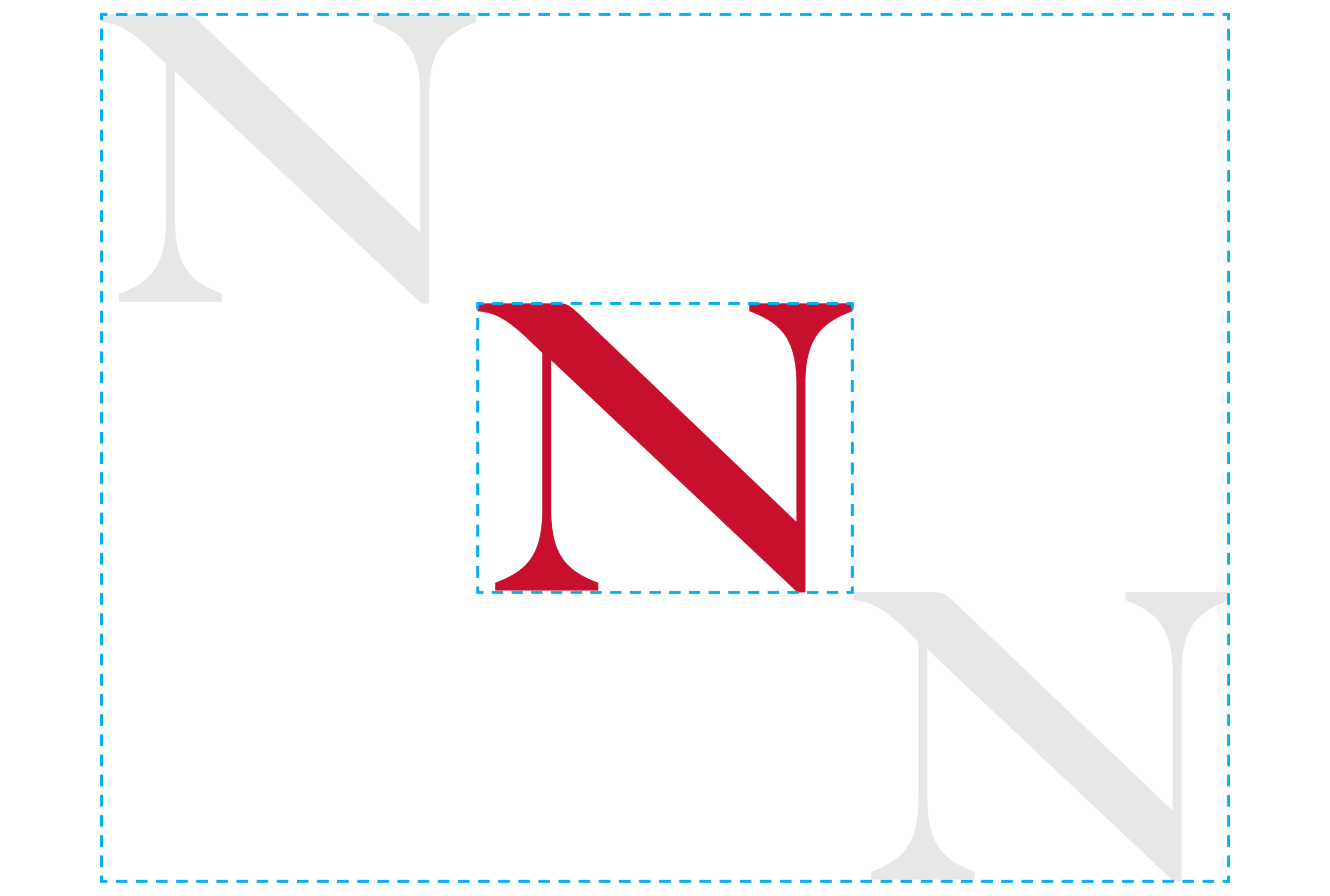 Clear space visual example on red northeastern wordmark