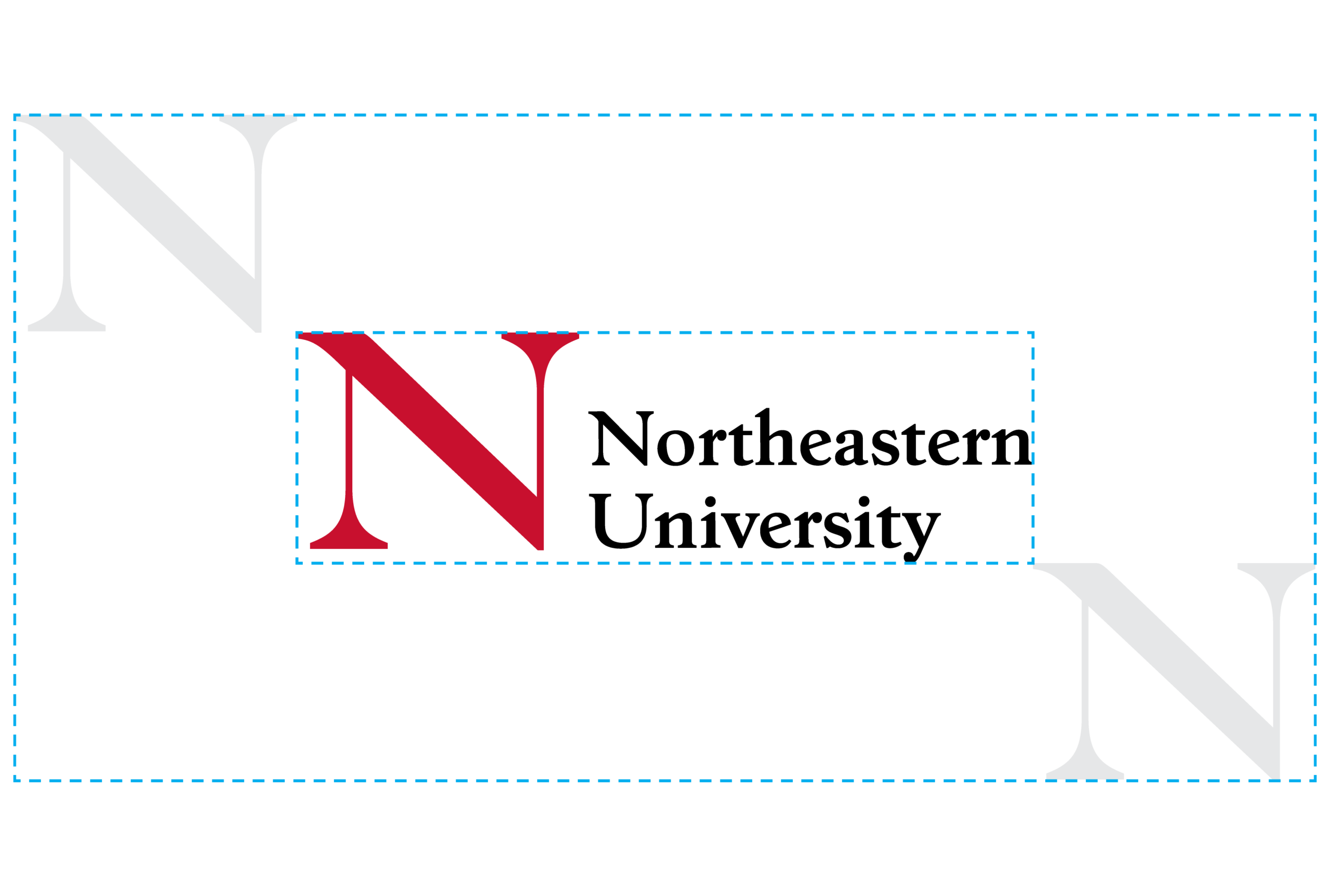Clear space visual example around wordmarks