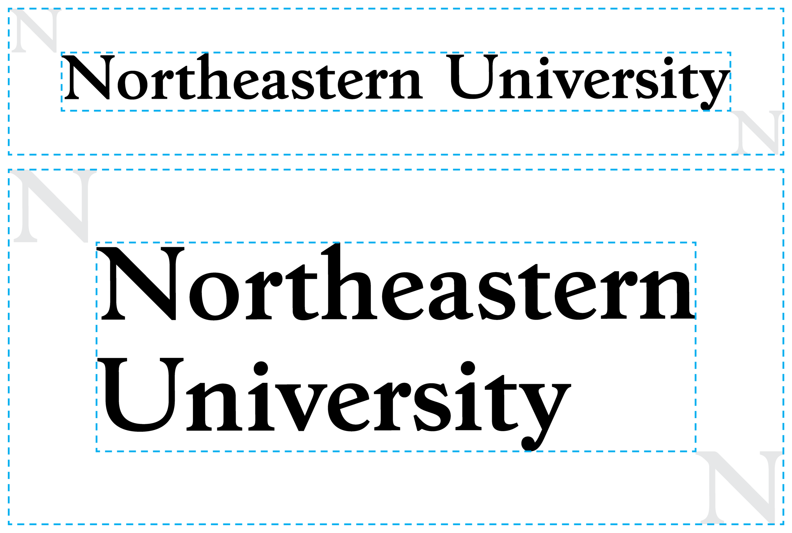 Clear space visual example around wordmarks
